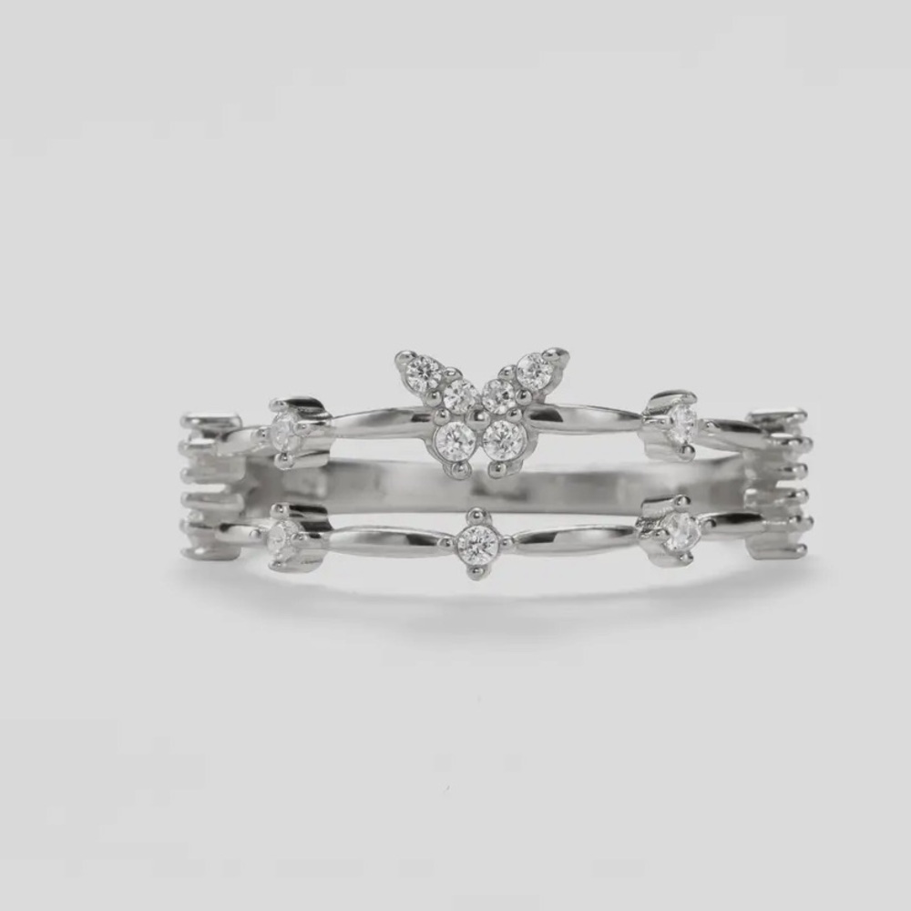 366. Dainty double layer butterfly ring 925 sterling ring